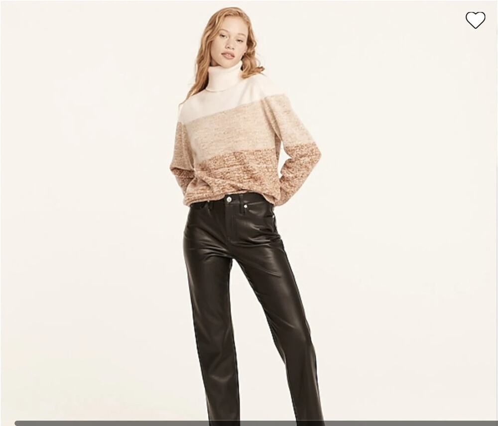 J. Crew NWT High-Rise '90s Classic Straight Vegan Leather Pant Black Sz 28